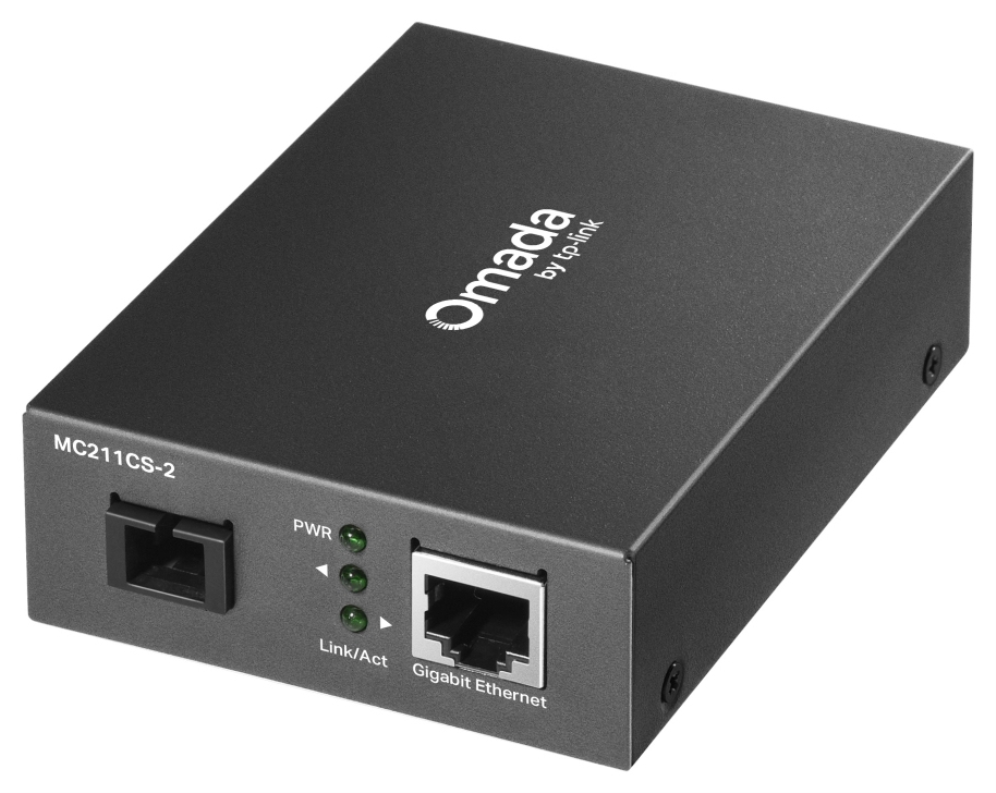 TP-Link Omada MC211CS-2 convertidor de medio 1000 Mbit/s 1310 nm Monomodo Negro