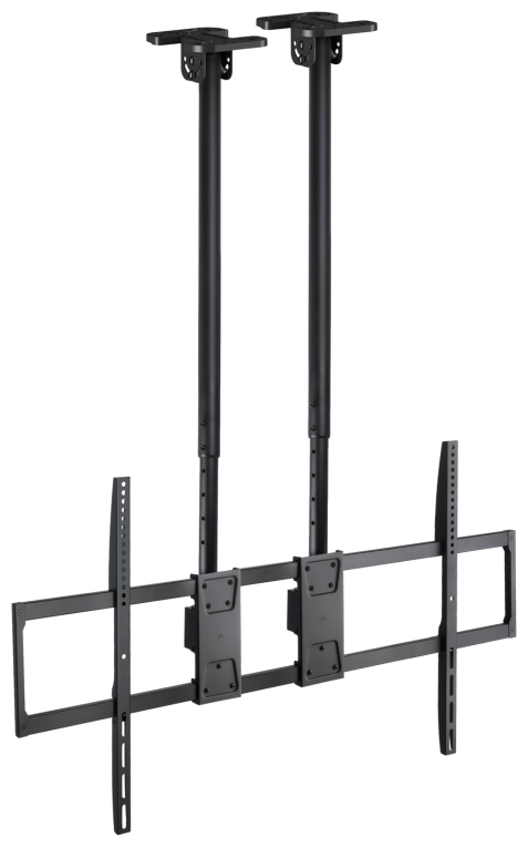 TooQ Soporte de Techo Extensible con doble mástil para Pantallas 60”-120", Negro