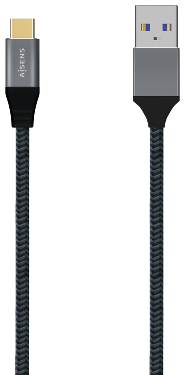 AISENS Cable USB 3.1 Gen2 Aluminio 10Gbps 3A, Tipo USB-C/M-A/M, Gris, 1.0M