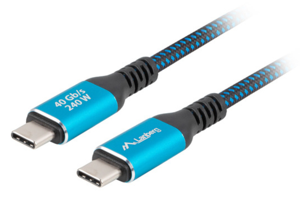 Lanberg CA-CMCM-45CU-0010-BK cable USB USB 3.2 Gen 2 (3.1 Gen 2) 1 m USB C Negro, Azul
