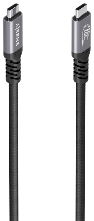 AISENS Cable USB 3.2 Gen2 Aluminio 10Gbps 8K@30Hz 5A 100W E-Mark, Tipo USB-C/M-USB-C/M, Negro, 4.0m