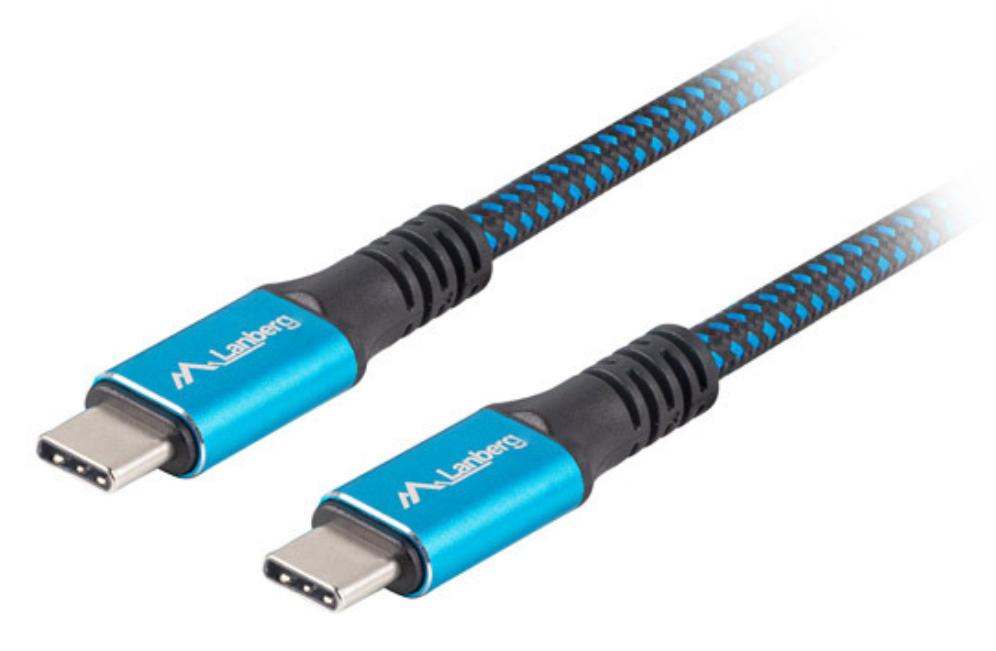 Lanberg CA-CMCM-45CU-0005-BK cable USB USB4 Gen 2x2 0,5 m USB C Negro, Azul