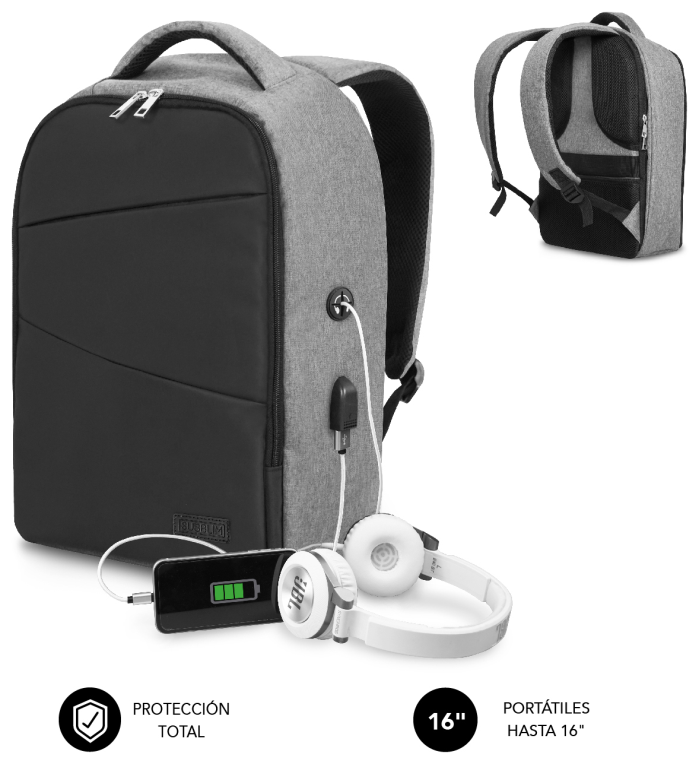 SUBBLIM Mochila Antirrobo Secure V2 AP Antitheft Backpack Gris/Negra