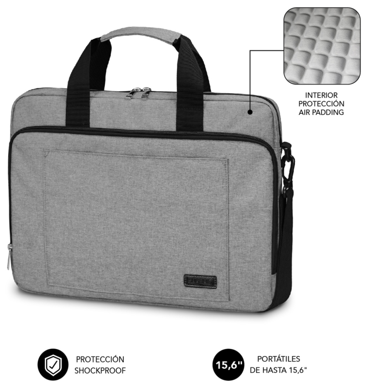 SUBBLIM Maletín Ordenador Air Padding Laptop bag 15,6" Grey