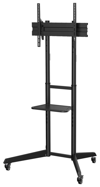AISENS Soporte de Suelo ECO con Rueda, Bandeja para DVD para Monitor/TV 50Kg de 37-70, Negro