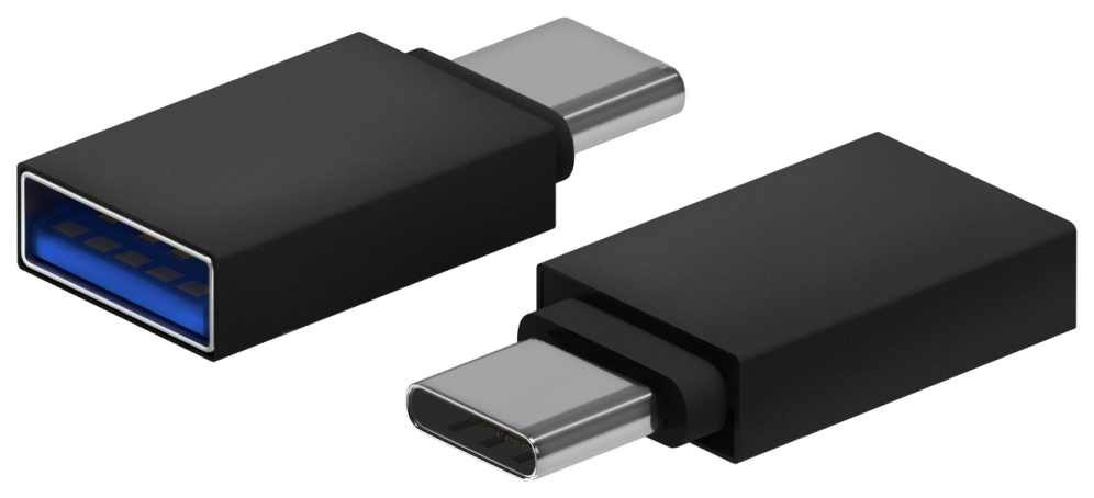 AISENS Mini Adaptador Aluminio USB 3.2 Gen1 3A, Tipo USB-C/M-A/H, Negro