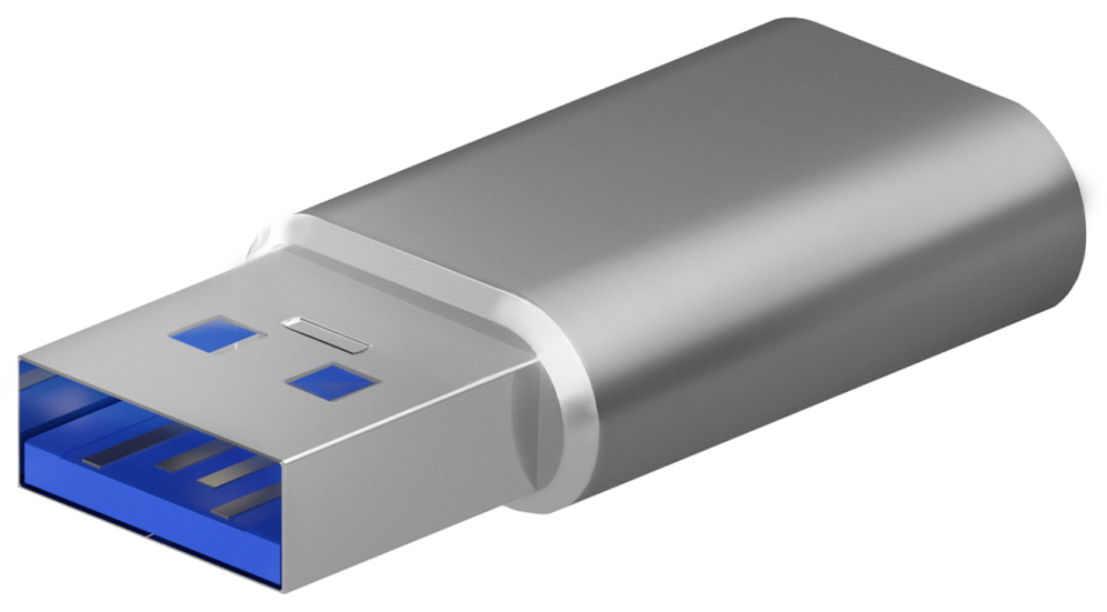 AISENS Mini Adaptador USB 3.2 Gen2 / USB 2.0 3A, Tipo USB-C/H-A/M, Gris