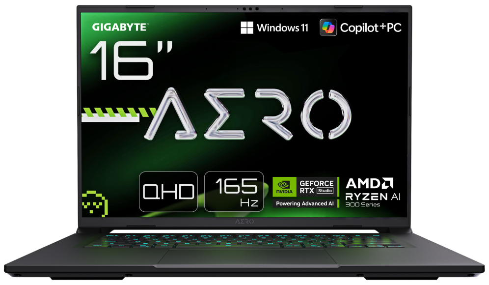 GIGABYTE AERO X16 Portátil Gaming- Copilot+ PC, 16" WQXGA 165Hz, AMD Ryzen AI 9 HX 370, NVIDIA RTX 5070 GPU, 32GB DDR5 5200MHz, 2 x Gen4 1TB SSD, Win 11 Pro, Garantía de 2 Años, AERO X16 2WHA3ESC65AH
