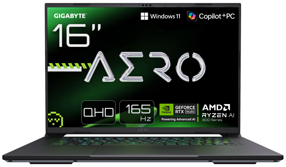 GIGABYTE AERO X16 Portátil Gaming - Copilot+ PC, 16" QHD 165Hz, AMD Ryzen AI 7 HX 350, RTX 5070, 32 GB DDR5 5200MHz, 1 x SSD Gen4 de 1 TB, Win 11 Home, garantía de 2 años, AERO X16 1WH93ESC64DH