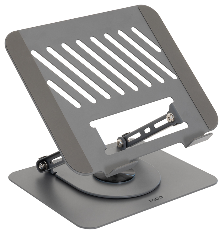 TooQ Soporte Elevador con rotación 360° y ajustable, para dispositivos de 11”-17”, Color Gris Oscuro