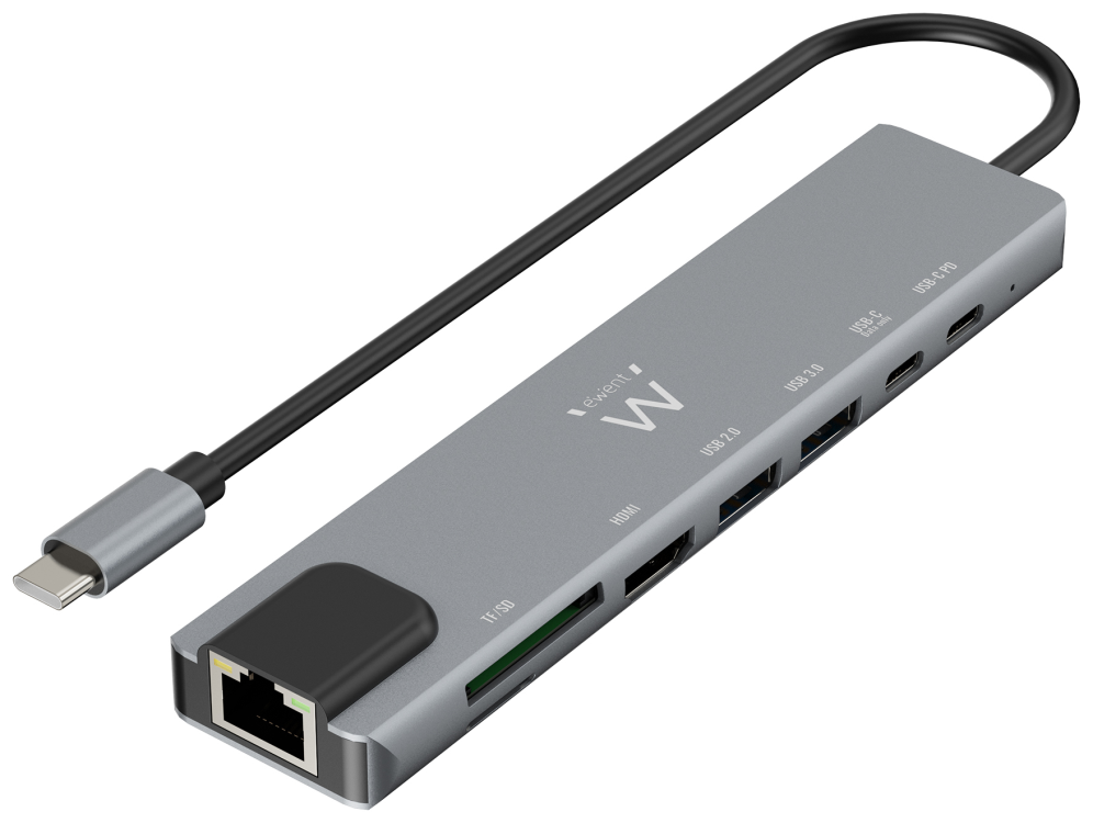 Ewent EW1146 base para portátil y replicador de puertos Alámbrico USB 3.2 Gen 1 (3.1 Gen 1) Type-C Gris