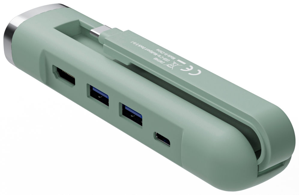 Ewent EW1148 base para portátil y replicador de puertos Alámbrico USB 3.2 Gen 1 (3.1 Gen 1) Type-C Verde