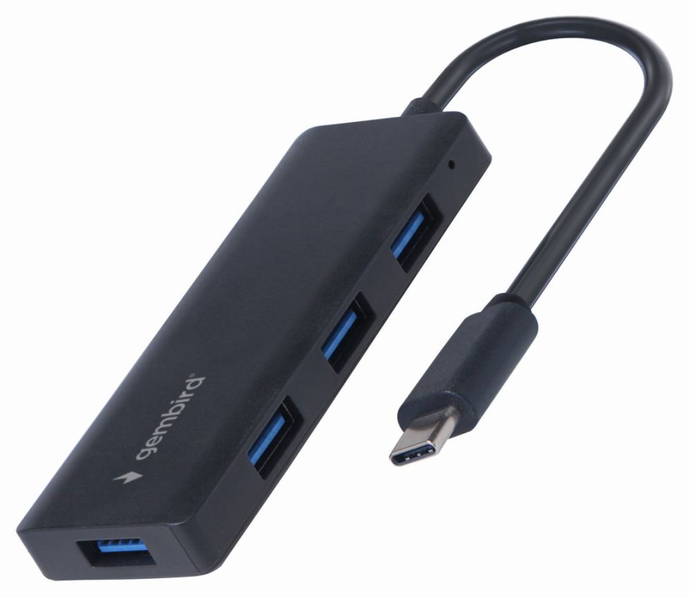 Gembird UHB-CM-U3P4-02 base para portátil y replicador de puertos Alámbrico USB 3.2 Gen 1 (3.1 Gen 1) Type-C Negro