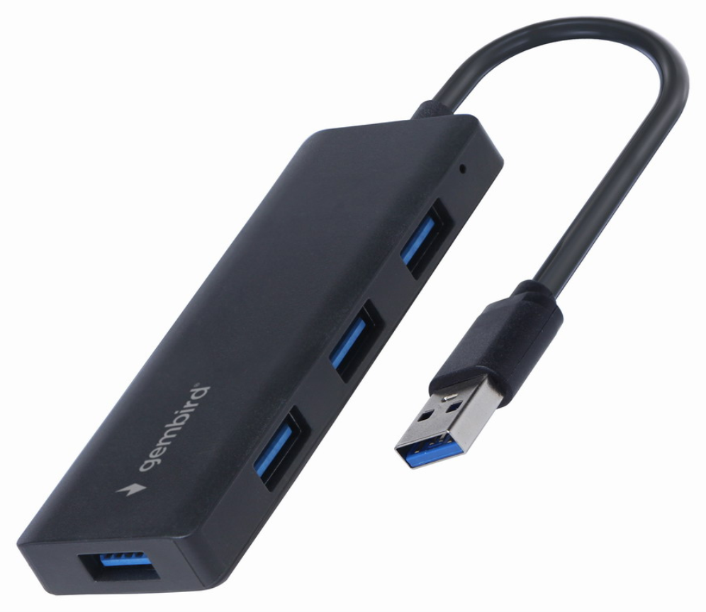 Gembird UHB-U3P4-03 base para portátil y replicador de puertos Alámbrico USB 3.2 Gen 1 (3.1 Gen 1) Type-A Negro