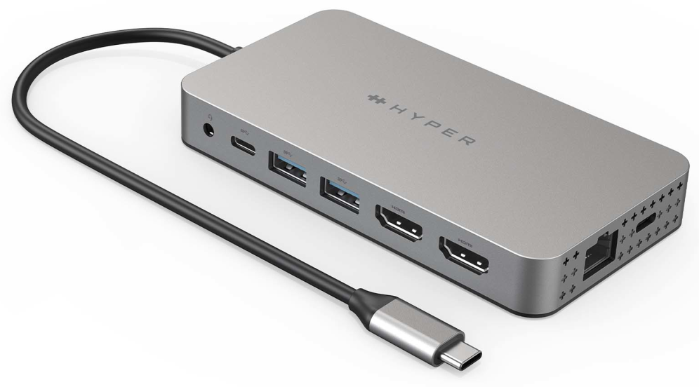 HYPER HDM1H base para portátil y replicador de puertos USB 3.2 Gen 1 (3.1 Gen 1) Type-C Acero inoxidable