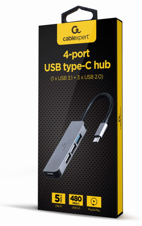 Gembird UHB-CM-U3P1U2P3-01 base para portátil y replicador de puertos Alámbrico USB 3.2 Gen 1 (3.1 Gen 1) Type-C Plata