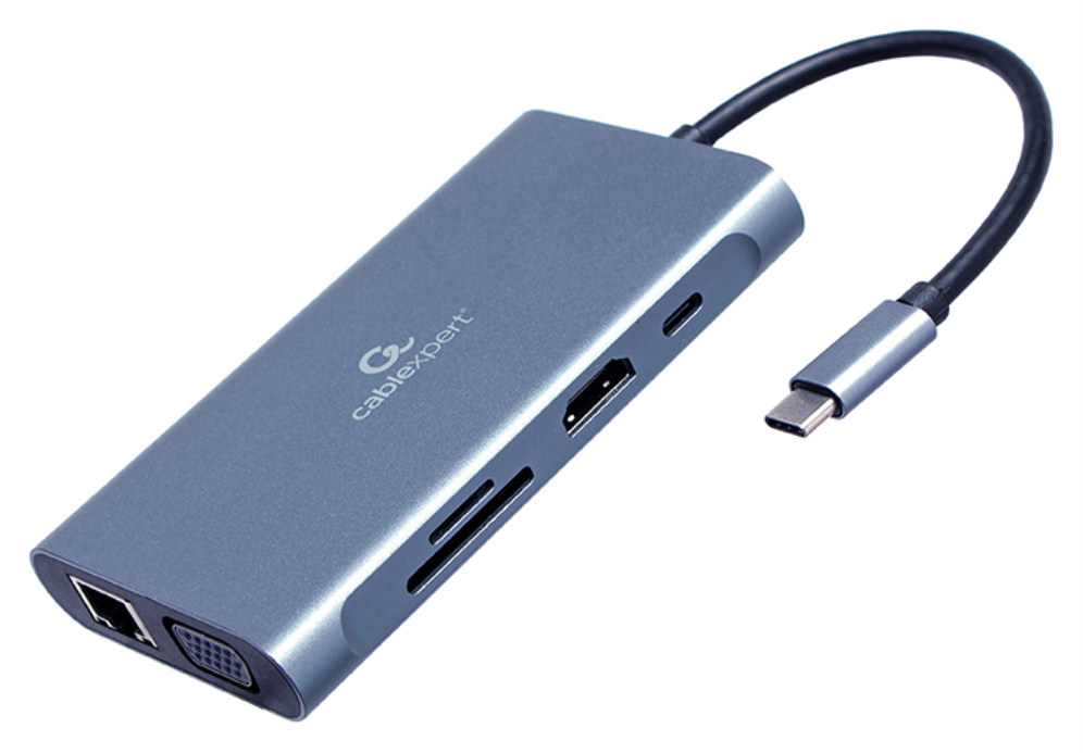 Gembird A-CM-COMBO7-01 base para portátil y replicador de puertos USB 3.2 Gen 1 (3.1 Gen 1) Type-A Gris