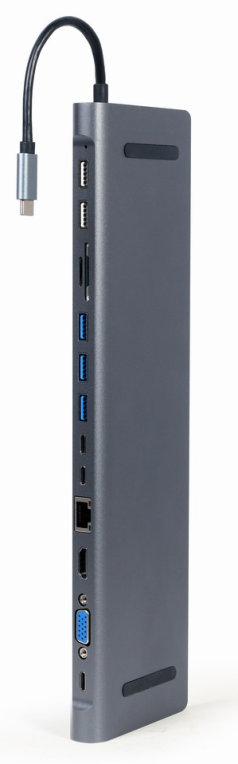 Gembird A-CM-COMBO9-01 base para portátil y replicador de puertos USB 3.2 Gen 1 (3.1 Gen 1) Type-C Gris