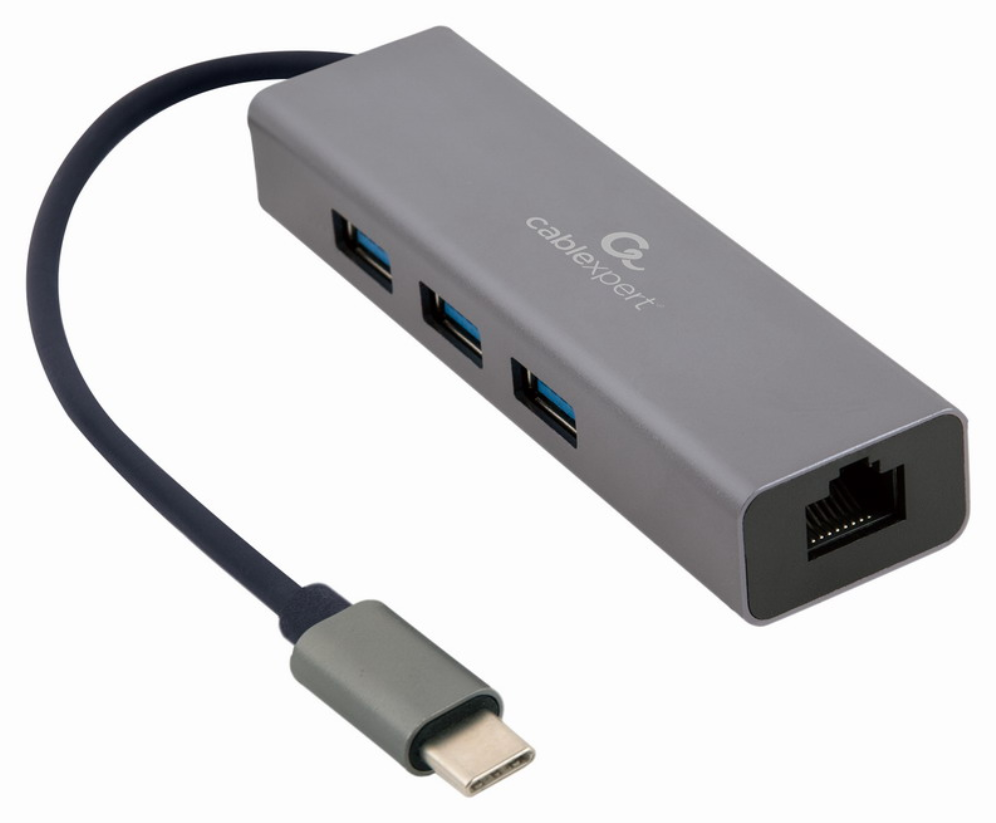 Gembird A-CMU3-LAN-01 base para portátil y replicador de puertos USB 3.2 Gen 1 (3.1 Gen 1) Type-C Gris