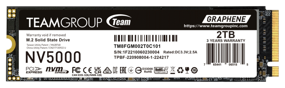 Team Group NV5000 2 TB M.2 PCI Express 4.0 NVMe 3D NAND