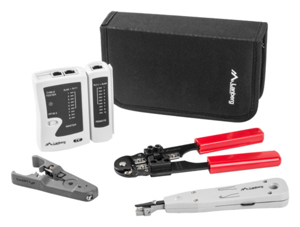 Lanberg KIT DE HERRAMIENTAS PARA REDES NT-0301 - TESTER - PELACABLES - CRIMPADORA - HERRAMIENTA DE I