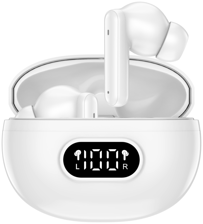 Denver TWE-357 auricular y casco Auriculares True Wireless Stereo (TWS) Clip de oreja Llamadas/Música/Deporte/Uso diario USB Tipo C Bluetooth Base de carga Blanco
