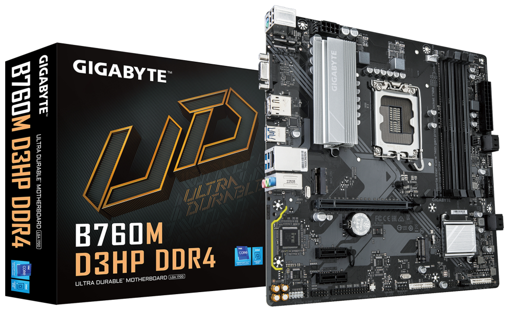 GIGABYTE B760M D3HP DDR4 Placa base - Soporta CPUs Intel Core de 14ª generación, VRM digital de 4+1+1 fases, hasta 5333MHz DDR4 (OC), 2xPCIe 4.0 M.2, GbE LAN, USB 3.2 Gen1