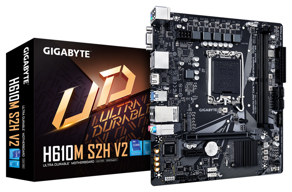 GIGABYTE H610M S2H V2 Placa base - Soporta CPUs Intel Core de 14ª generación, 4+1+1 Fases Híbridas VRM Digital, hasta 5600MHz DDR5, 1xPCIe 3.0 M.2, GbE LAN, USB 3.2 Gen 1