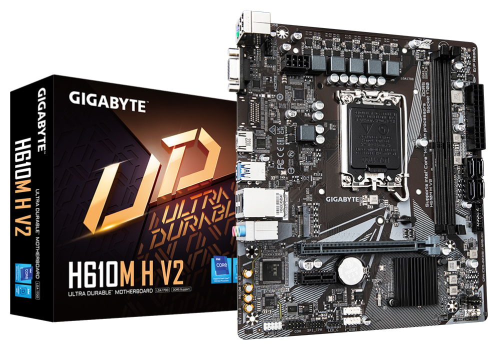 GIGABYTE H610M H V2 Placa base - Compatible con procesadores Intel Core 14th CPUs, 4+1+1 Hybrid Digital VRM, up to 5600MHz DDR5, 1xPCIe 3.0 M.2, GbE LAN, USB 3.2 Gen 1