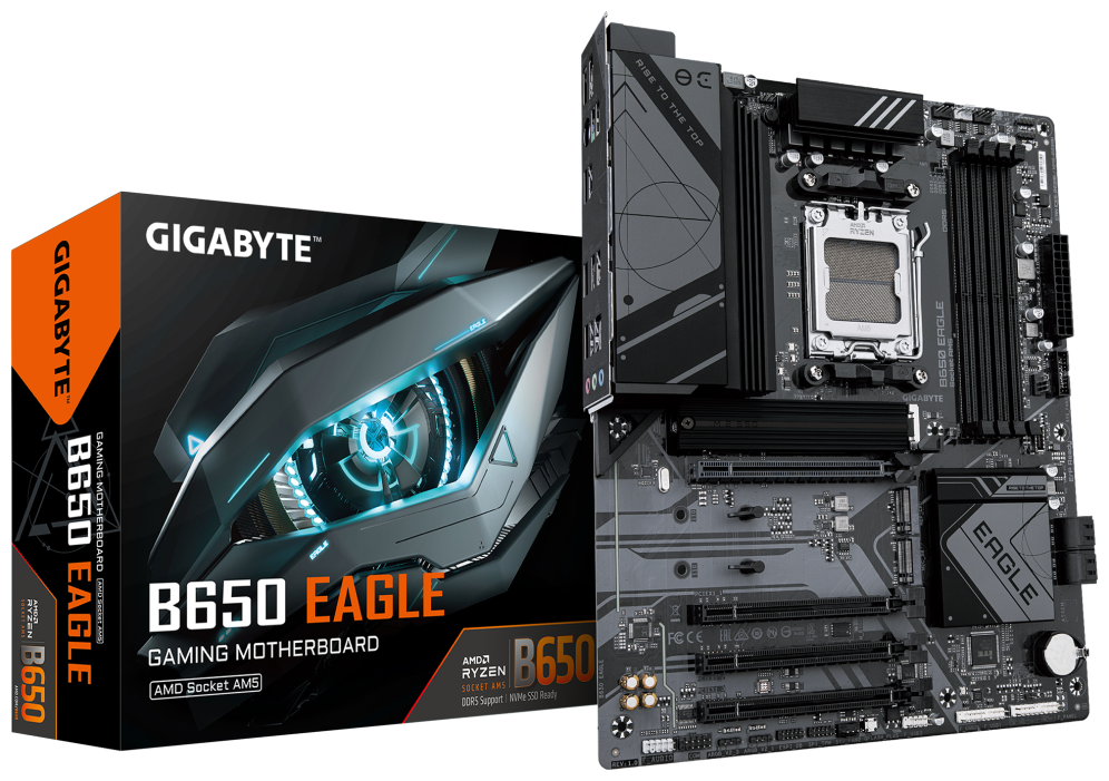 GIGABYTE B650 EAGLE Placa base - AMD Ryzen serie 9000, VRM de 12+2+2 fases, hasta 7600 MHz DDR5 (OC), 1xPCIe 5.0 + 2xPCIe 4.0 M.2, LAN GbE, USB 3.2 Gen 2