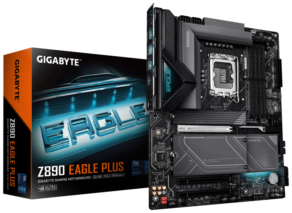 GIGABYTE Z890 EAGLE PLUS Placa Base – Compatible con procesadores Intel Core Ultra (Serie 2), VRM de 14+1+2 fases, hasta 9466 MHz DDR5 (OC), 1x PCIe 5.0 M.2 + 3x PCIe 4.0 M.2, LAN 2.5 GbE, USB4