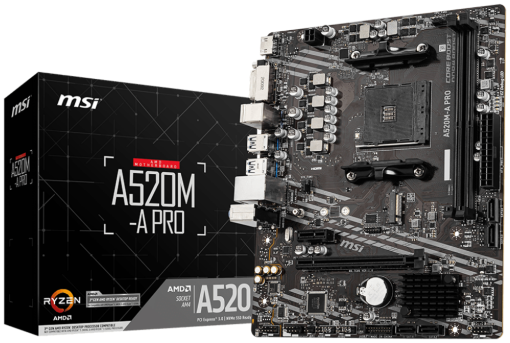 MSI A520M-A PRO placa base AMD A520 Zócalo AM4 micro ATX