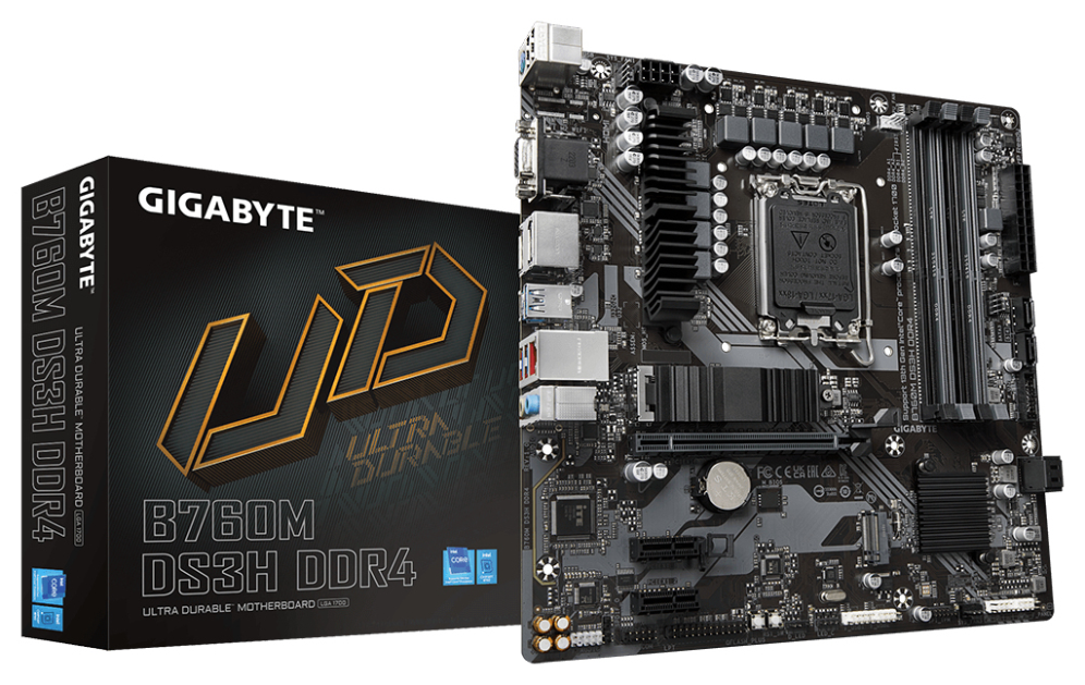 GIGABYTE B760M DS3H DDR4 Placa base - Soporta CPUs Intel Core de 14ª generación, VRM digital de 6+2+1 fases, hasta 5333MHz DDR4 (OC), 2xPCIe 4.0 M.2, LAN 2.5GbE, USB 3.2 Gen2