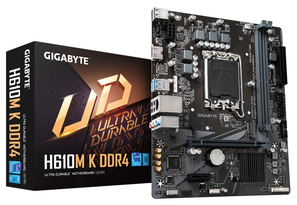 GIGABYTE H610M K DDR4 Placa base - Compatible con procesadores Intel Core 14th Gen CPUs, 3+1+1 Phases Hybrid Power Design, up to 3200MHz DDR4, 1xPCIe 3.0 M.2, GbE LAN, USB 3.2 Gen 1