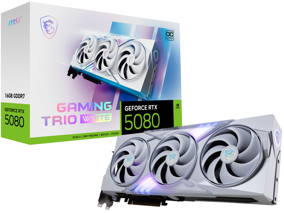 MSI GAMING GEFORCE RTX 5080 16G TRIO OC WHITE tarjeta gráfica NVIDIA 16 GB GDDR7
