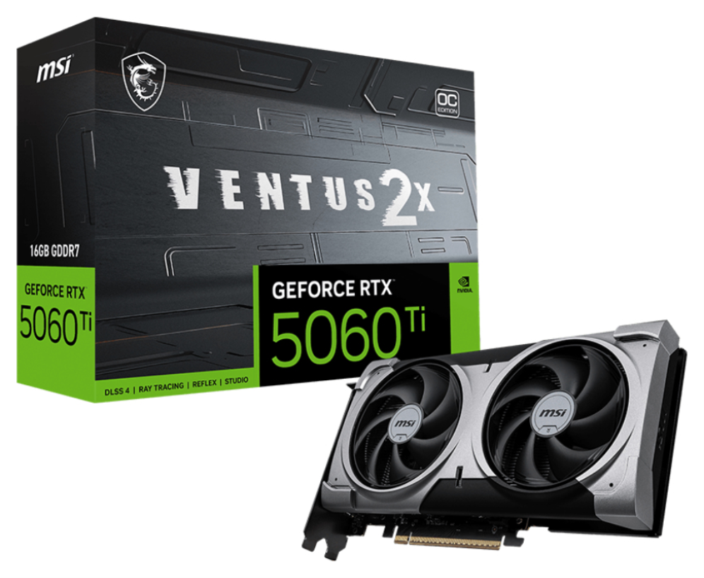 MSI VENTUS GeForce RTX 5060 TI 16G 2X OC PLUS NVIDIA 16 GB GDDR7