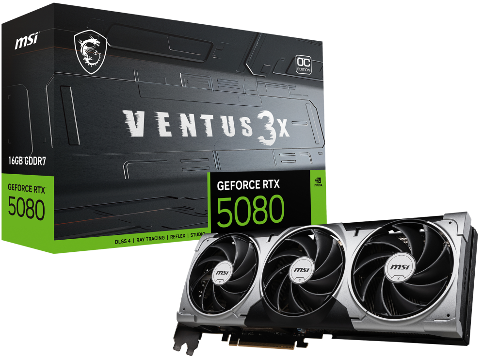 MSI VENTUS GeForce RTX5080 16G 3X OC NVIDIA GeForce RTX 5080 16 GB GDDR7