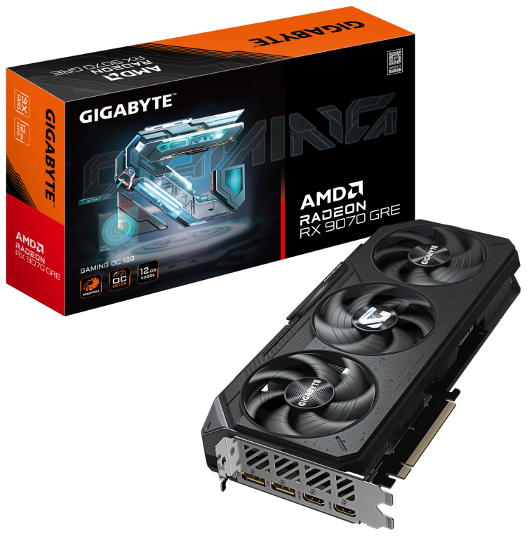 GIGABYTE Radeon RX 9070 GRE GAMING OC 12G – Tarjeta gráfica, 12GB GDDR6, 192bit, PCI-E 5.0, 2920 MHz Core Clock, 2 × DisplayPort, 2 × HDMI, GV-R907GREGAMING OC-12GD