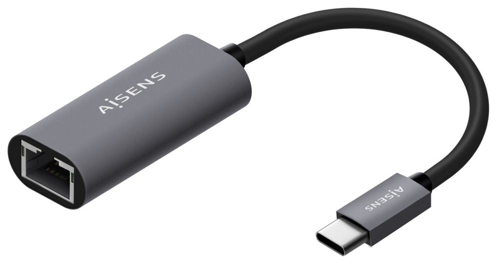 AISENS Conversor USB3.1 Gen1 USB-C A Ethernet Gigabit 10/100/1000 Mbps, Gris, 15cm
