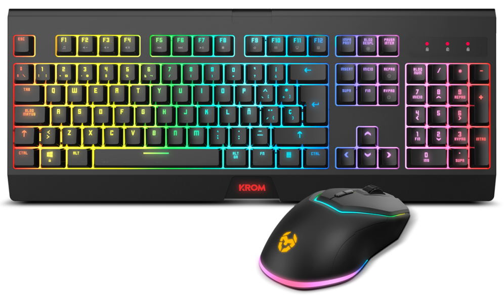 Krom KABALA teclado Ratón incluido Juego RF inalámbrico QWERTY Español Negro