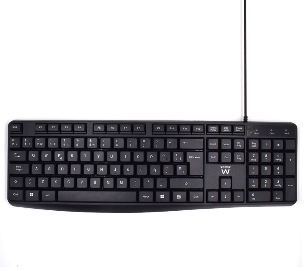 Ewent EW3001 teclado Oficina USB QWERTY Español Negro