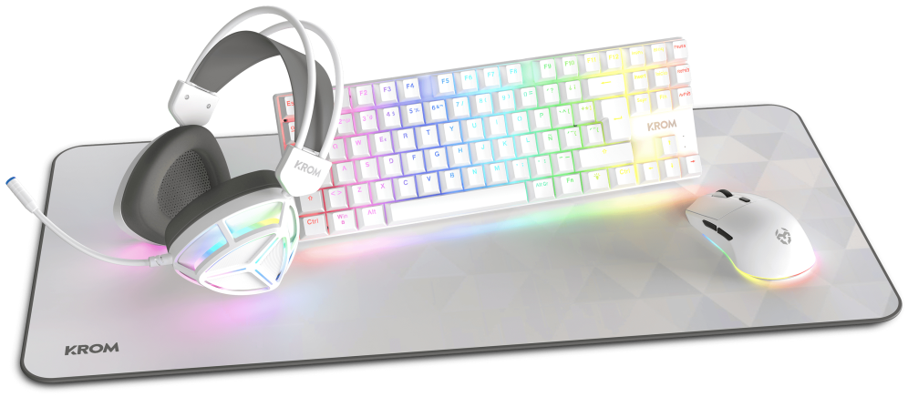 Krom NXKROMKLASS teclado Ratón incluido Juego USB QWERTY Inglés Blanco
