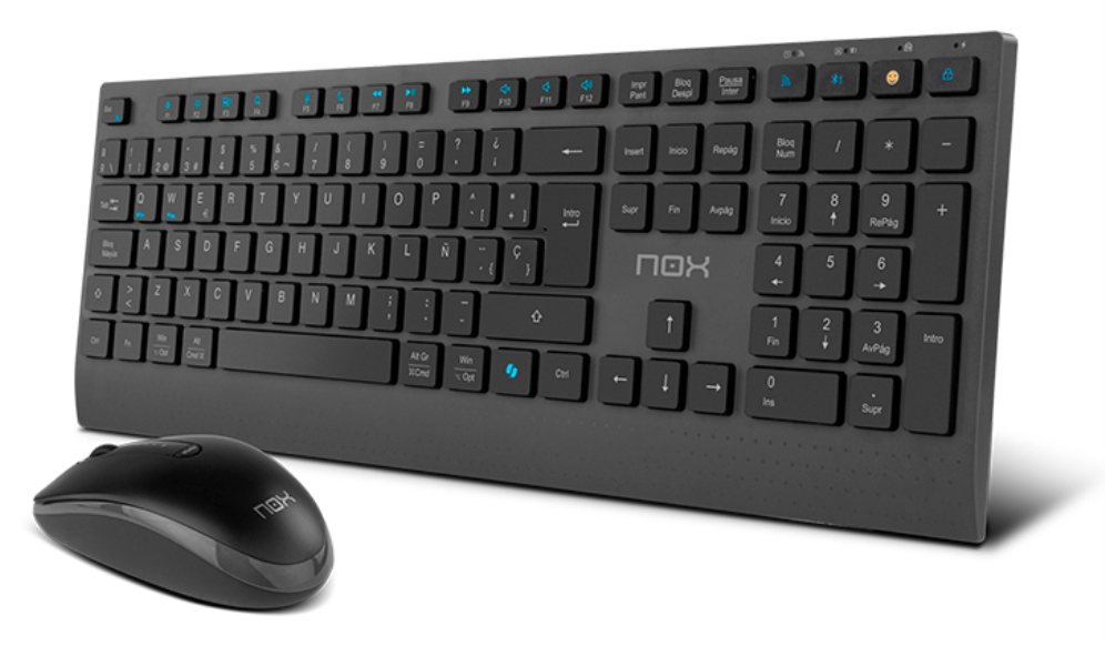NOX NXLITEDUOSP teclado Ratón incluido Hogar RF Wireless + Bluetooth QWERTY Español Negro