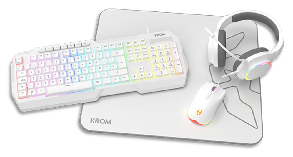Krom Kenta 4 in 1 RGB Gaming Kit, Blanco