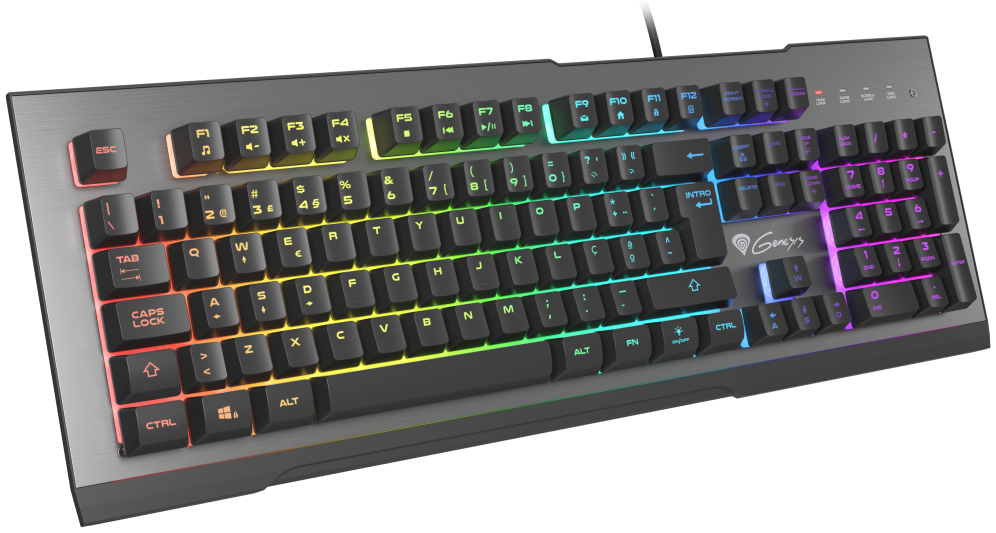 GENESIS Rhod 500 RGB teclado Juego USB QWERTY Portugués Negro, Plata