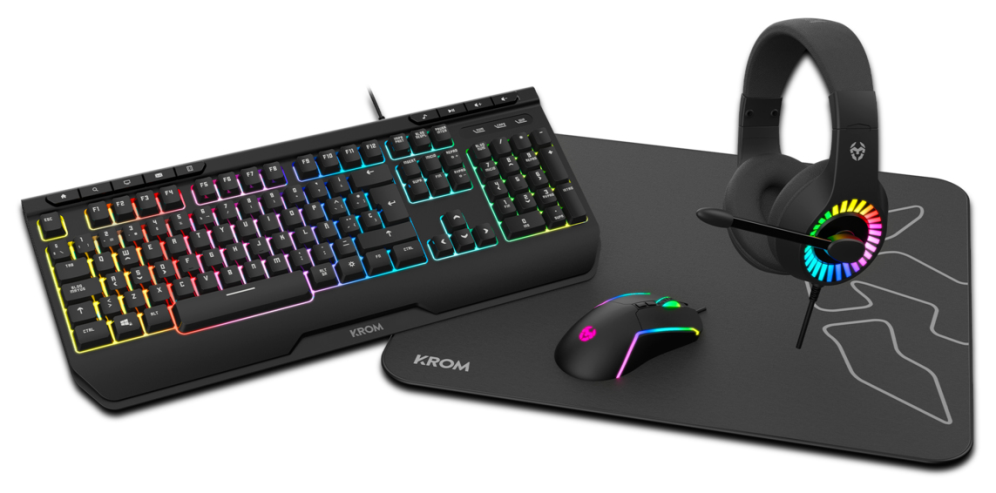Krom Kenya teclado Ratón incluido Juego USB Negro