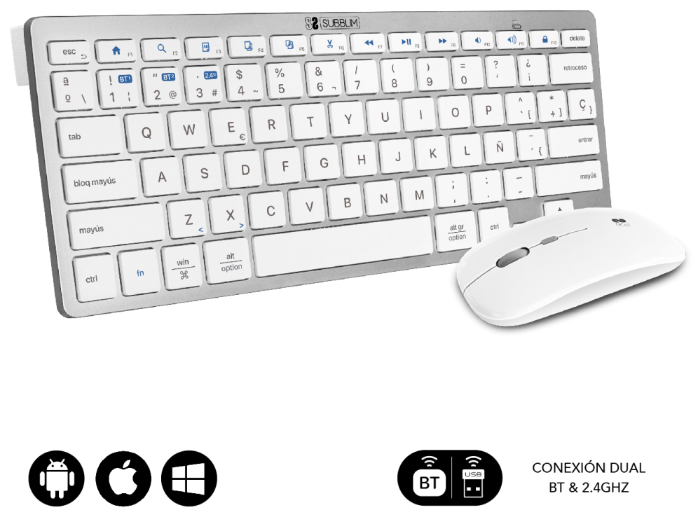 SUBBLIM SUBKBC-OCO010 teclado RF Wireless + Bluetooth