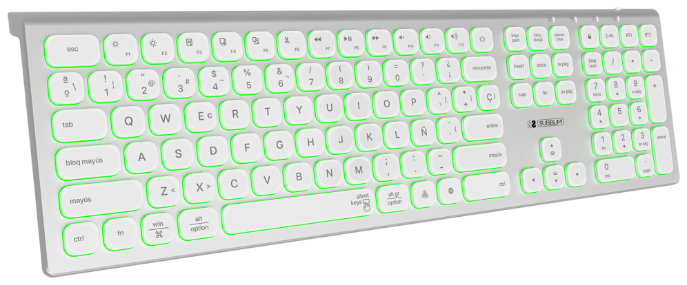 SUBBLIM Teclado Bluetooth/2.4G Master iluminado Ext P/B