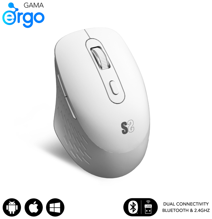 SUBBLIM SUBMO-EDCUR02 ratón Universal mano derecha Bluetooth + USB Type-A Óptico 1600 DPI