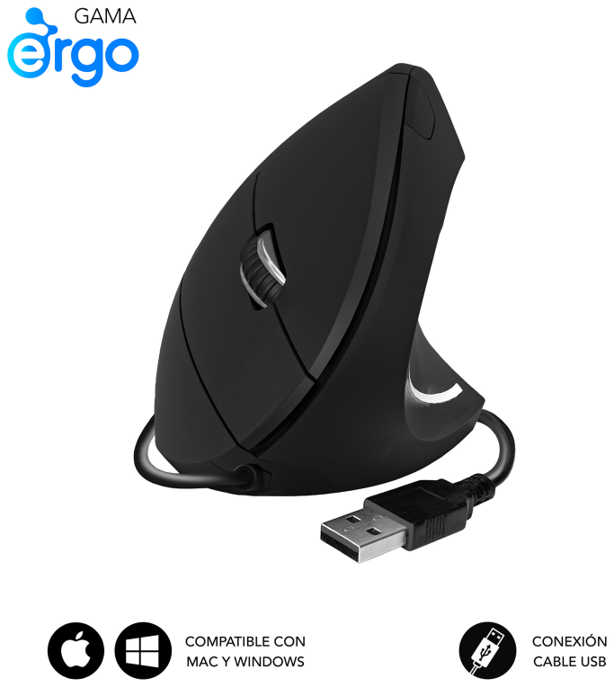 SUBBLIM SUBMO-EDGVU01 ratón Universal mano derecha USB tipo A Óptico 1600 DPI
